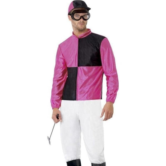 Jockey Costume Adult Pink Black Outfit 1