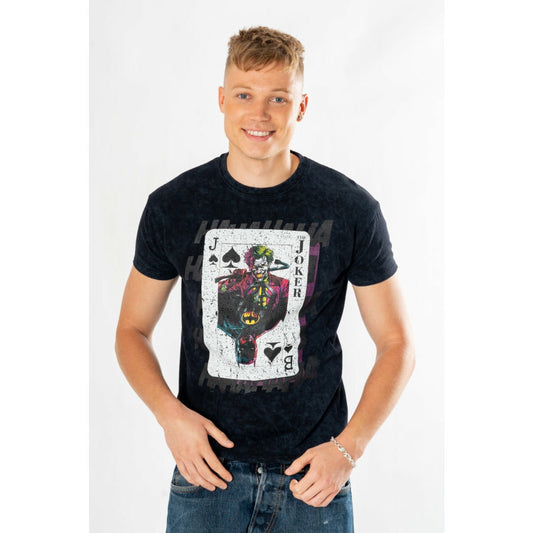 Joker Adult Unisex Acid Wash Playing Card T-Shirt DC 2