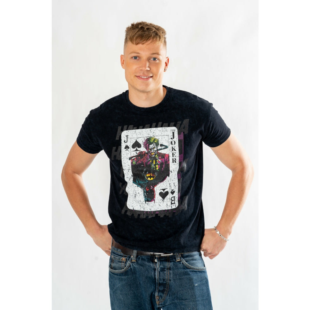 Joker Adult Unisex Acid Wash Playing Card T-Shirt DC 1