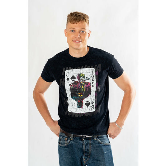 Joker Adult Unisex Acid Wash Playing Card T-Shirt DC 1