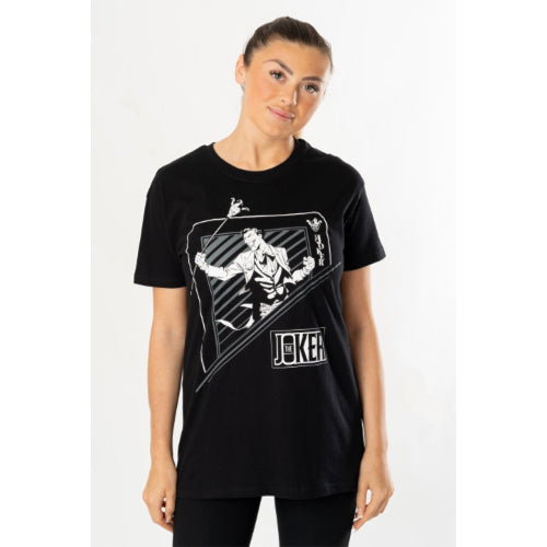 Joker Black Playing Card T-Shirt DC Adult 1