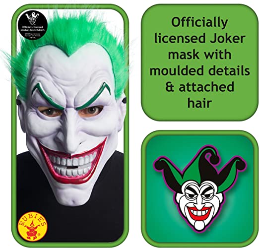 Size Chart Joker Injection Mold Mask with Green Hair Batman Villan