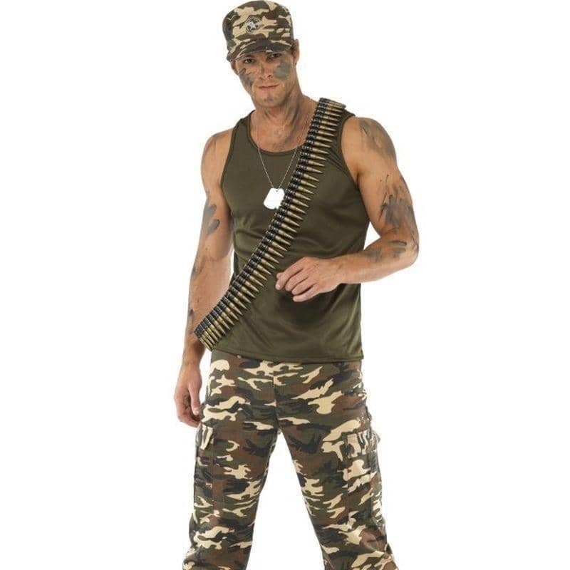 Khaki Camo Costume Adult Vest Trousers Hat 90s Boy Band Style Army Outfit 4