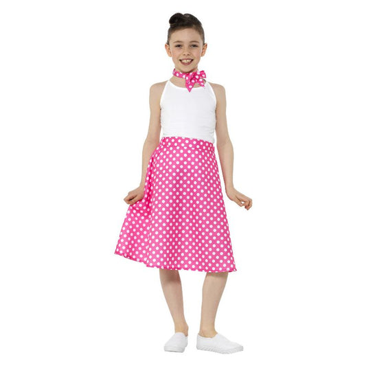 Kids 50s Polka Dot Skirt Pink Child 2