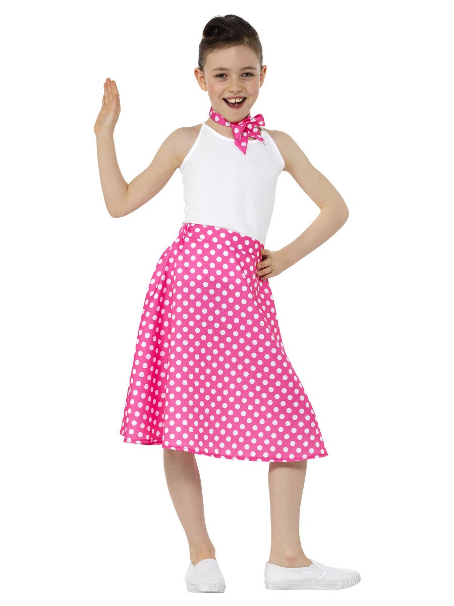 Kids 50s Polka Dot Skirt Pink Child 4