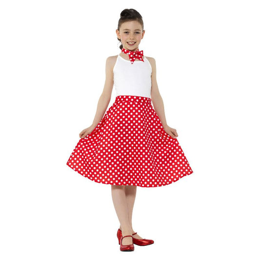 Kids 50s Polka Dot Skirt Red Child 2