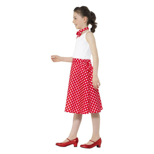 Kids 50s Polka Dot Skirt Red Child 1