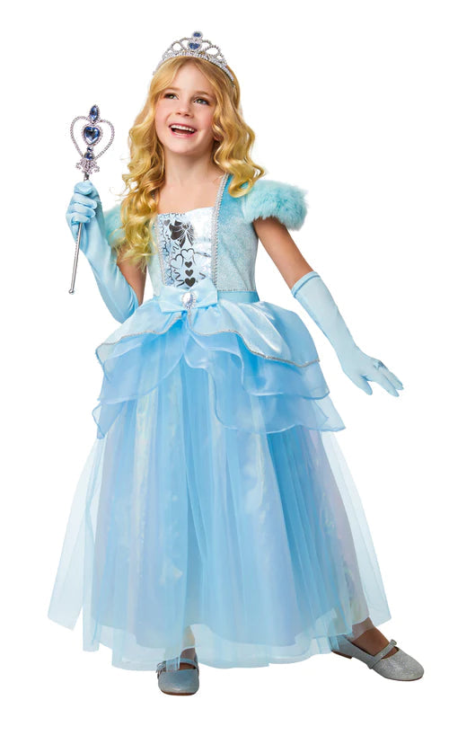 Kids Blue Princess Costume Medieval Royalty Dress 1