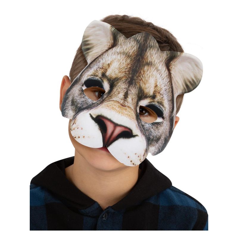 Kids Lion Mask On Elastic Animal Costume Accessory 1