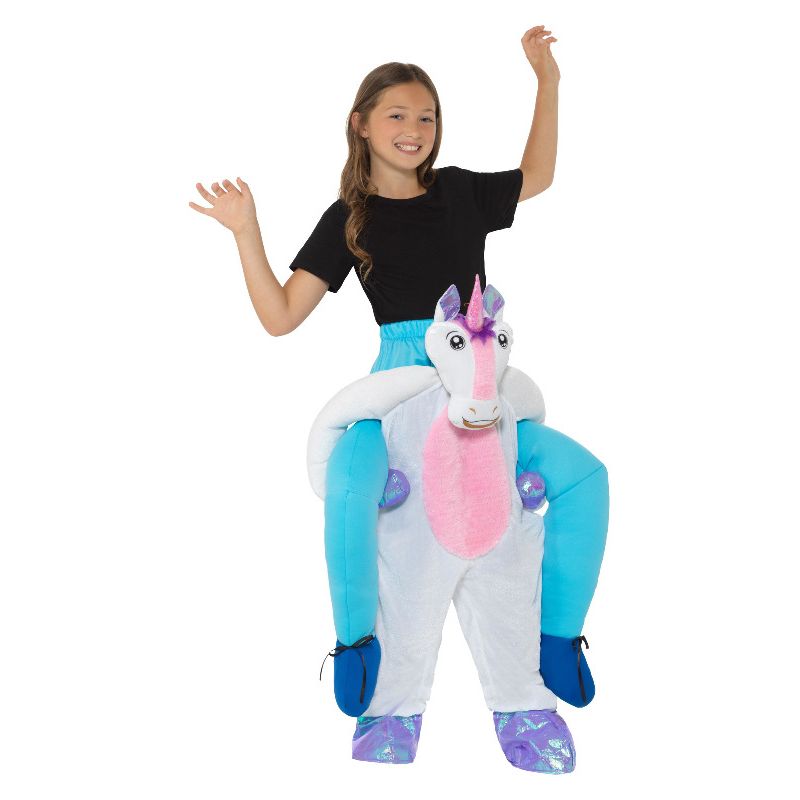 Kids Piggyback Unicorn Costume Pink and White Child 1