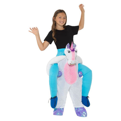 Kids Piggyback Unicorn Costume Pink and White Child 1