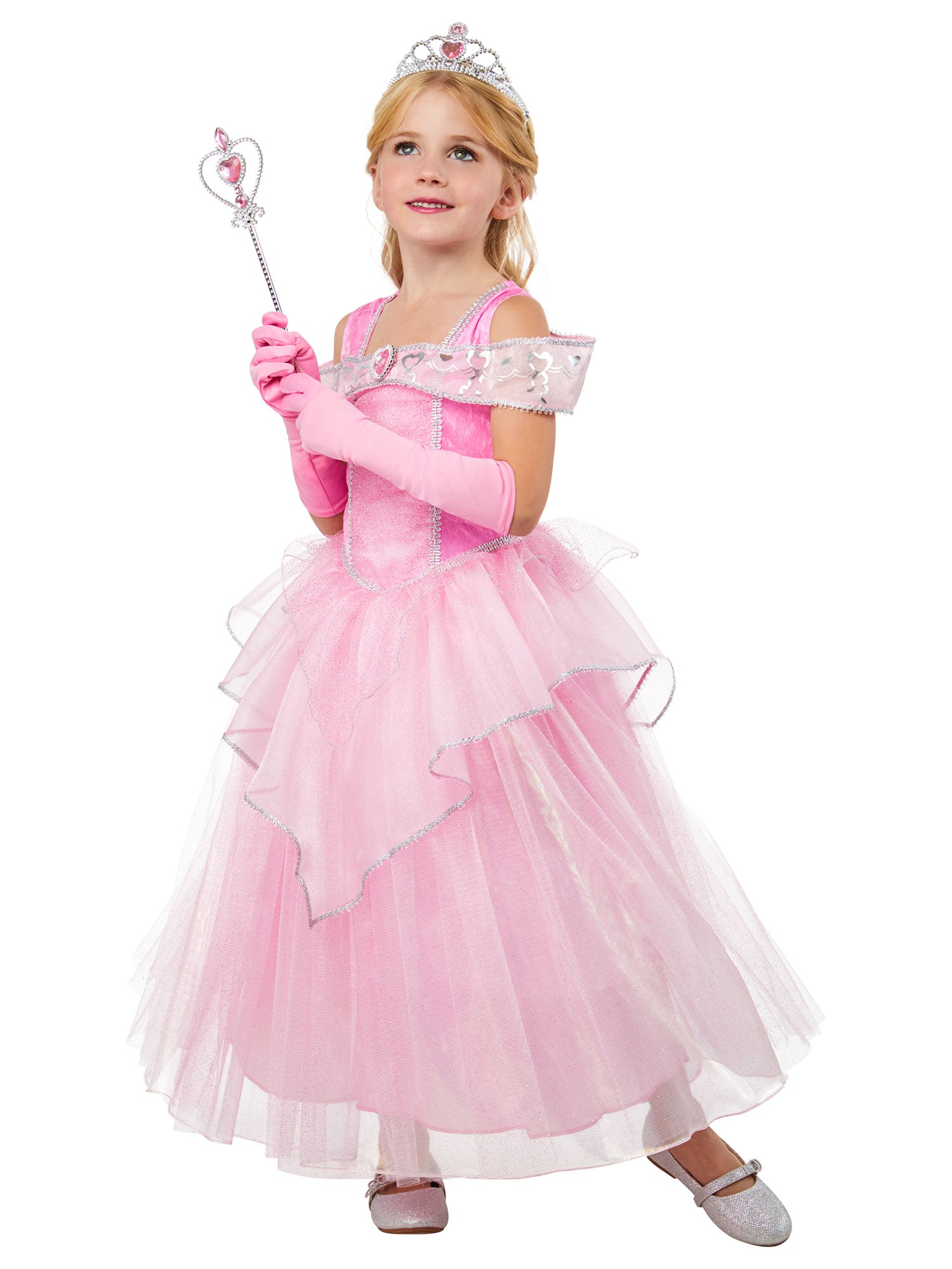 Kids Pink Princess Costume Medieval Royalty Dress 1