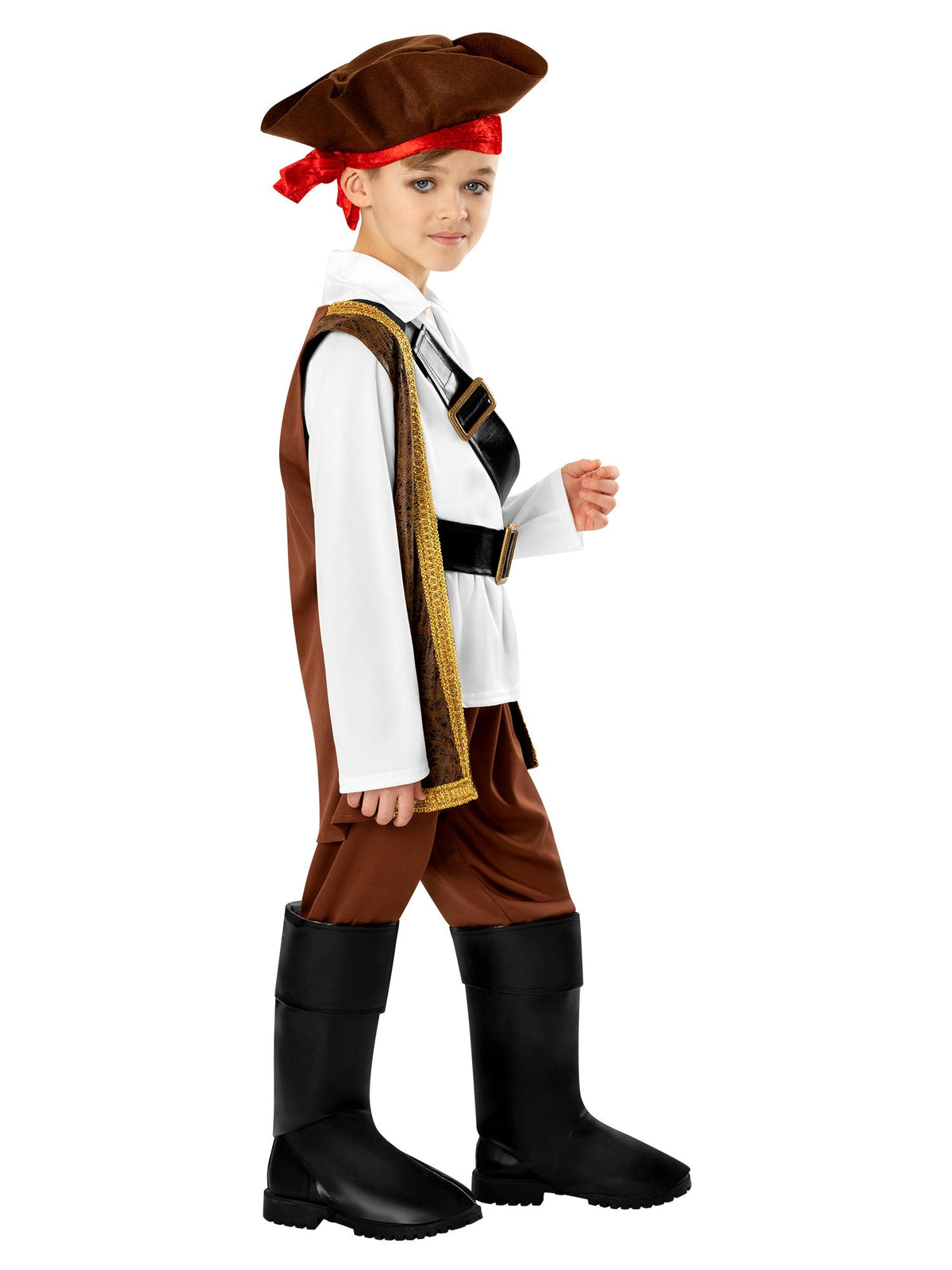 Kids Pirate Costume Hat Vest Boot Covers Belt Trousers 3