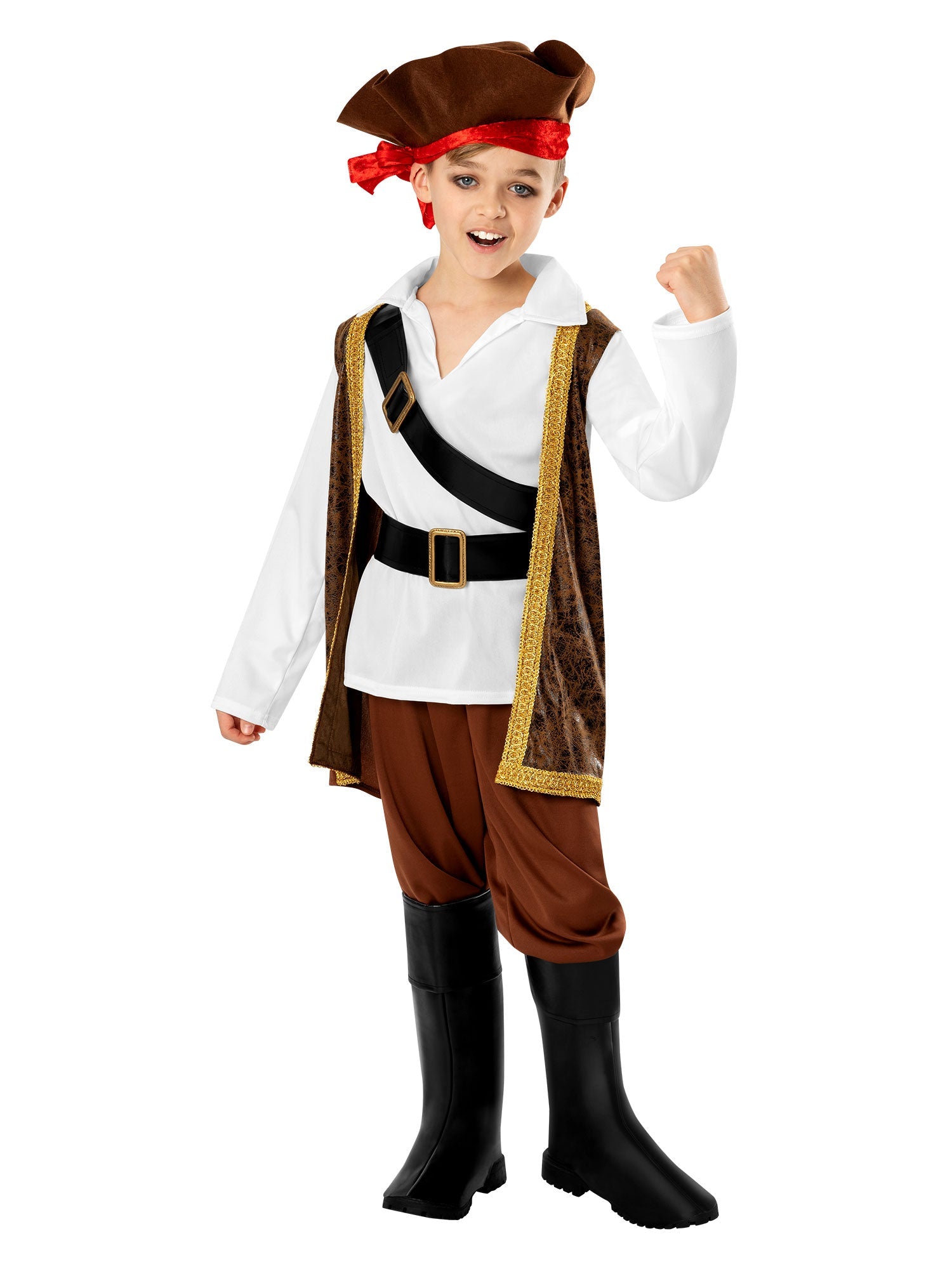 Kids Pirate Costume Hat Vest Boot Covers Belt Trousers 1