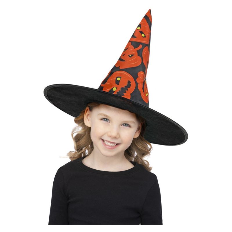 Kids Pumpkin Witch Hat Child Black Orange_1