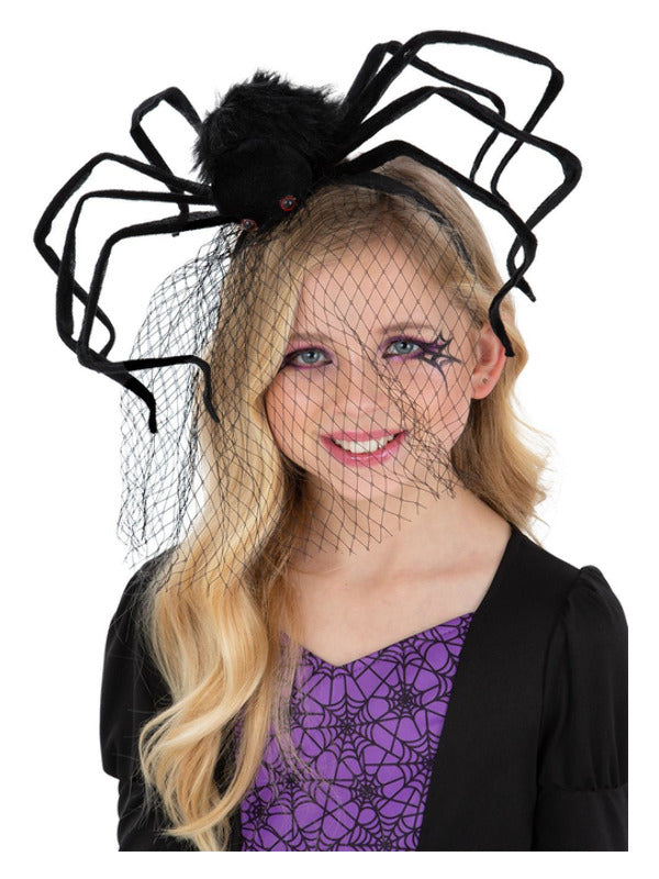 Kids Spider Headband with Web Veil Halloween Hat 1