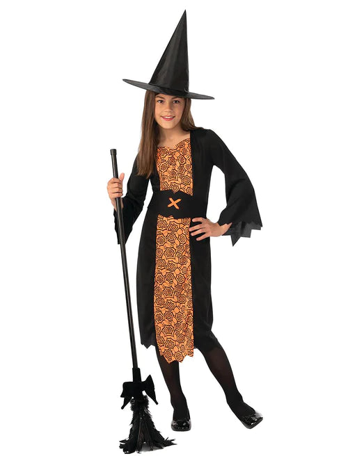 Kids Witch Costume Orange and Black Hocus Pocus Dress 1