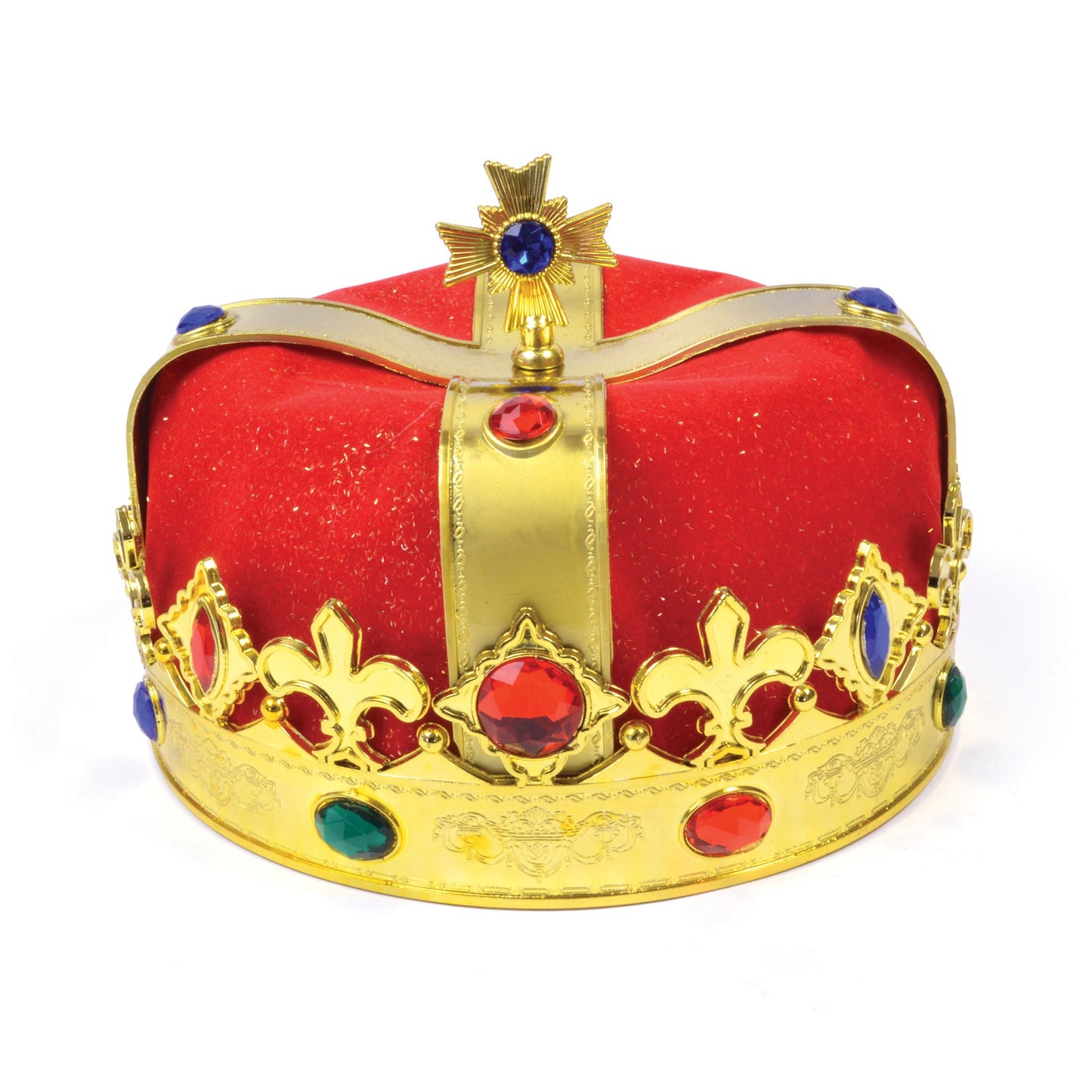 Kings Crown Gold Plastic Red Velvet Hat Adult 1