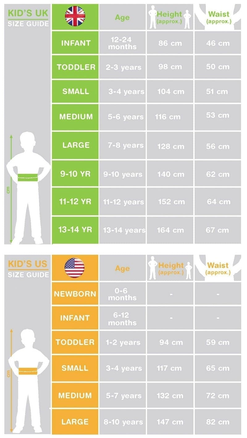 Size Chart Knight T Shirt Child