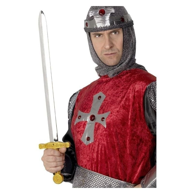 Knights Sword Adult Silver Straight Hilt 62cm Fantasy Costume Accessory 1
