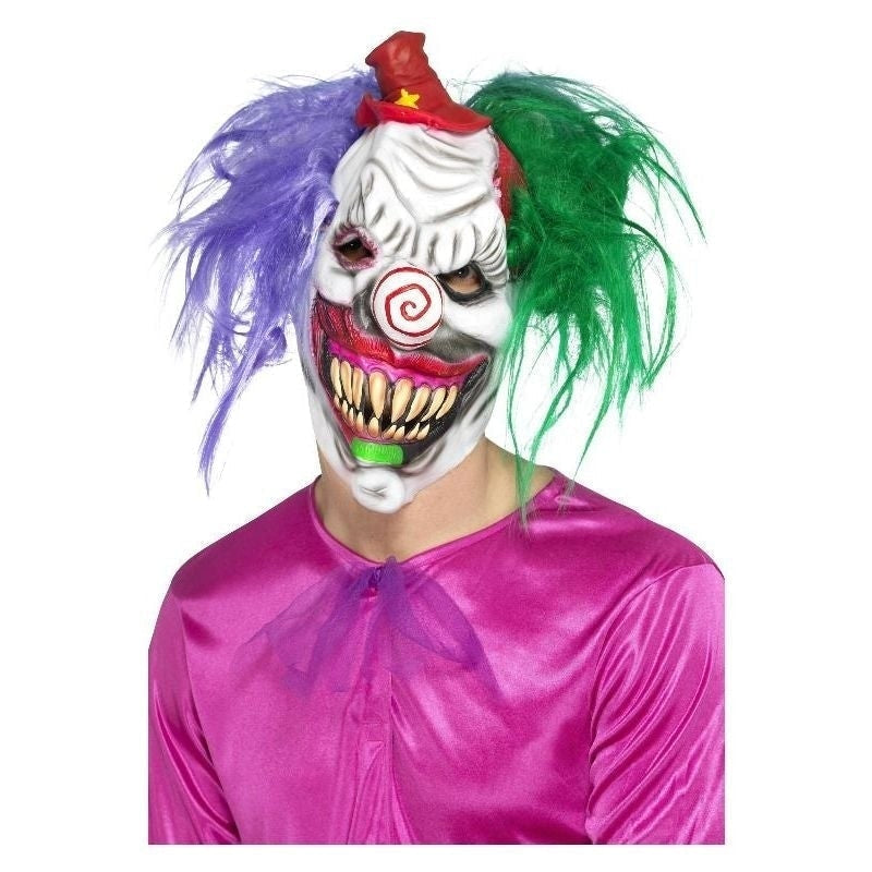 Kolorful Killer Klown Mask Adult White with Hair 2