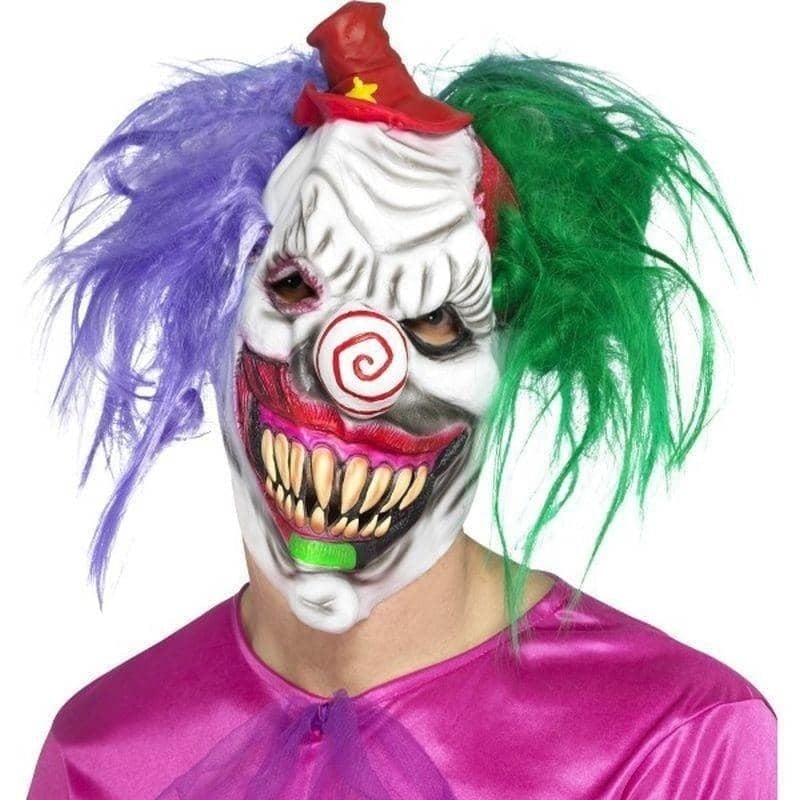 Kolorful Killer Klown Mask Adult White with Hair 1