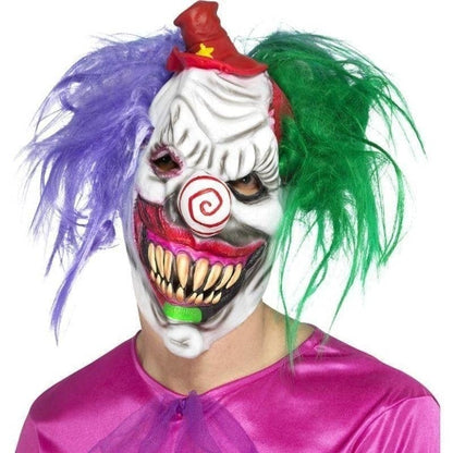 Kolorful Killer Klown Mask Adult White with Hair 1