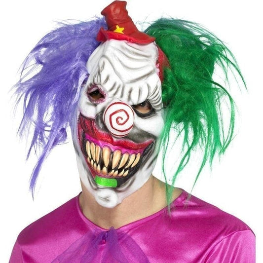 Kolorful Killer Klown Mask Adult White with Hair 1