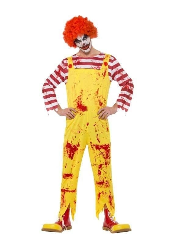 Kreepy Killer Clown Costume Adult Yellow with Red Jumpsuit 1
