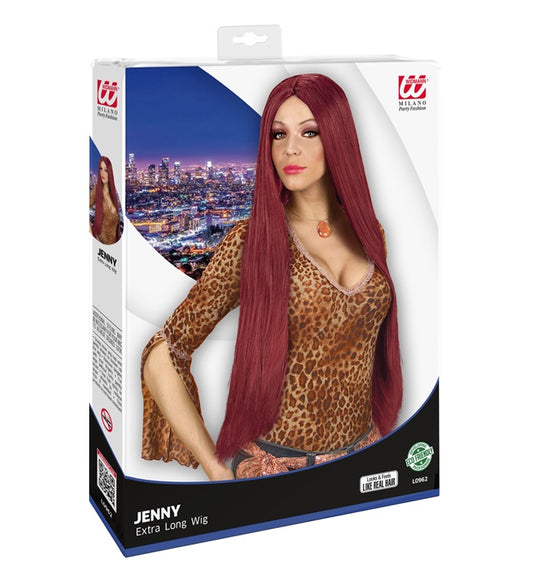 Extra Long Wig Burgundy - 75 Cm - In Box