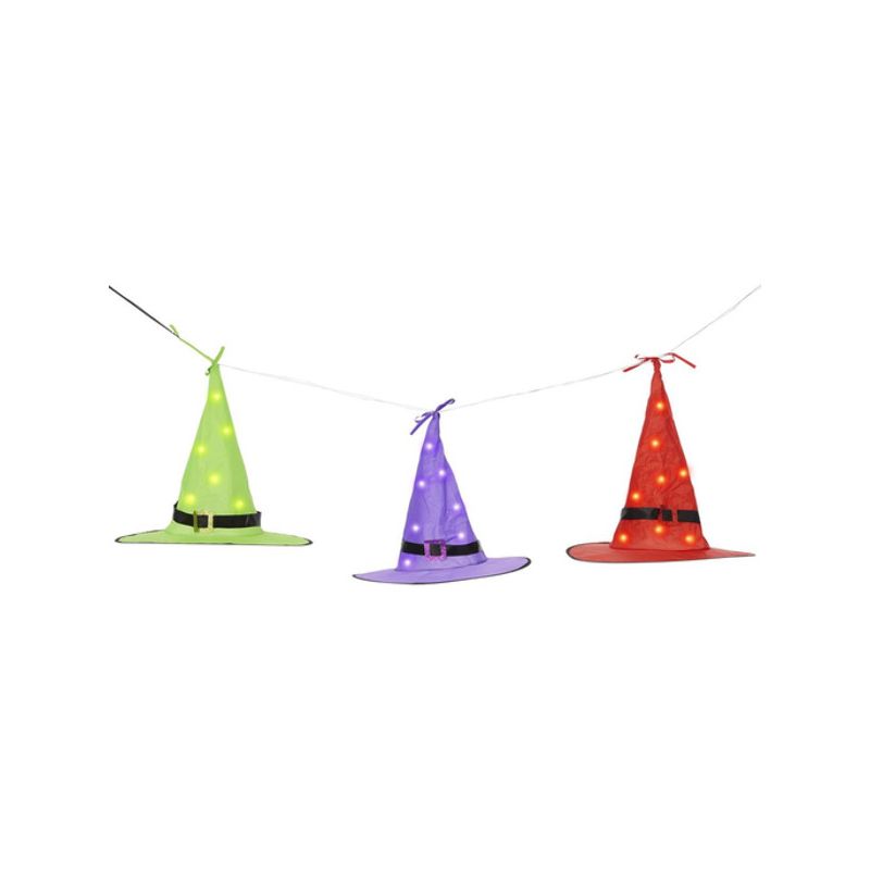 LED Light Up Floating Witch Hats All Black 1