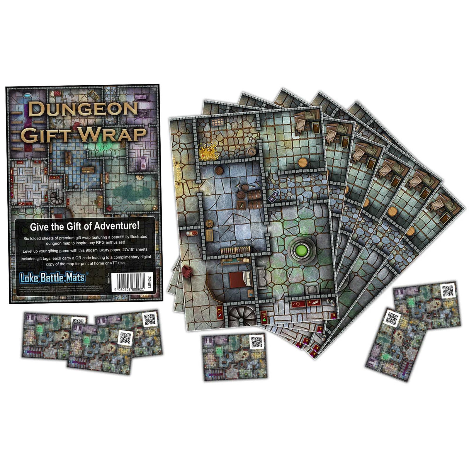Dungeon Gift Wrap (Pack of 6 Sheets with Tags) 2