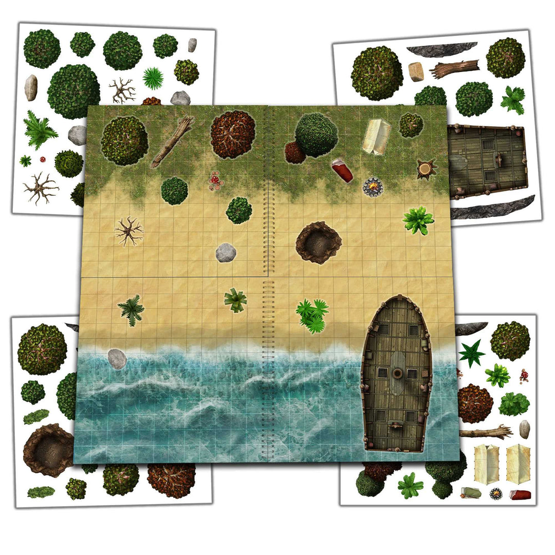 The Terrain Set: Set of 2 Battle Map Books with Scenery Stickers