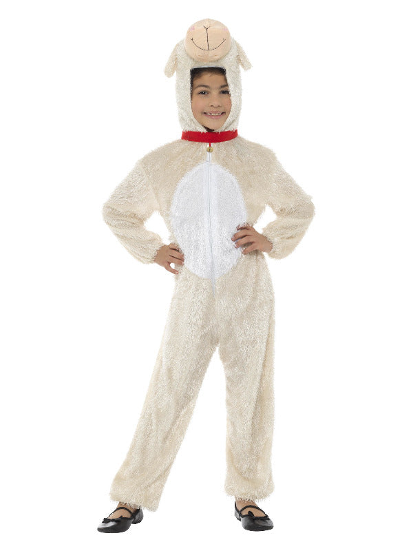 Lamb Costume Kids Cream Jumpsuit Hood 4