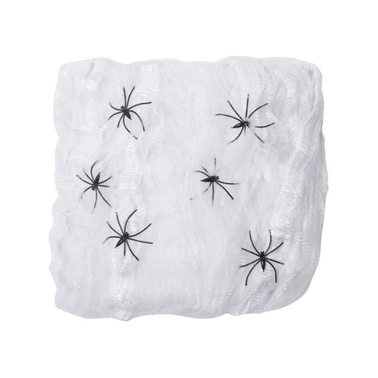 Giant Spider Web Decoration White with 6 Spiders Halloween Outdoor Decor 1