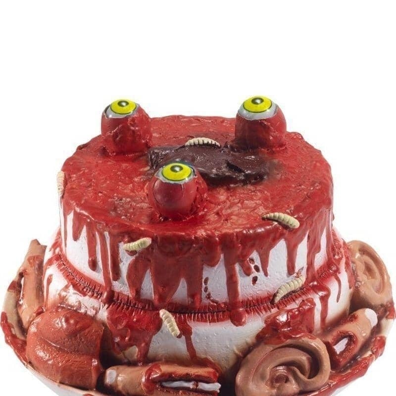 Latex Gory Gourmet Zombie Cake Prop Adult Red Moving Eyes_1