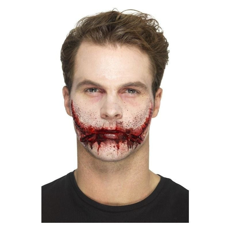 Latex Stitched Smile Prosthetic Adult Flesh Coloured Horror Accessory 1