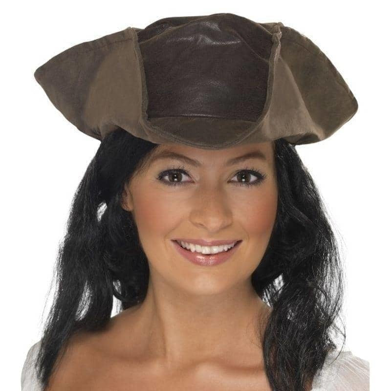 Leather Look Pirate Hat Adult Brown_1