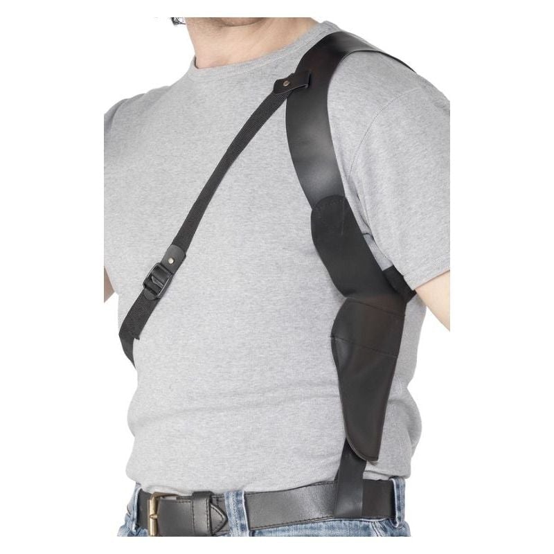 Shoulder Holster Black Leather Look Adult Costume Accessory 1