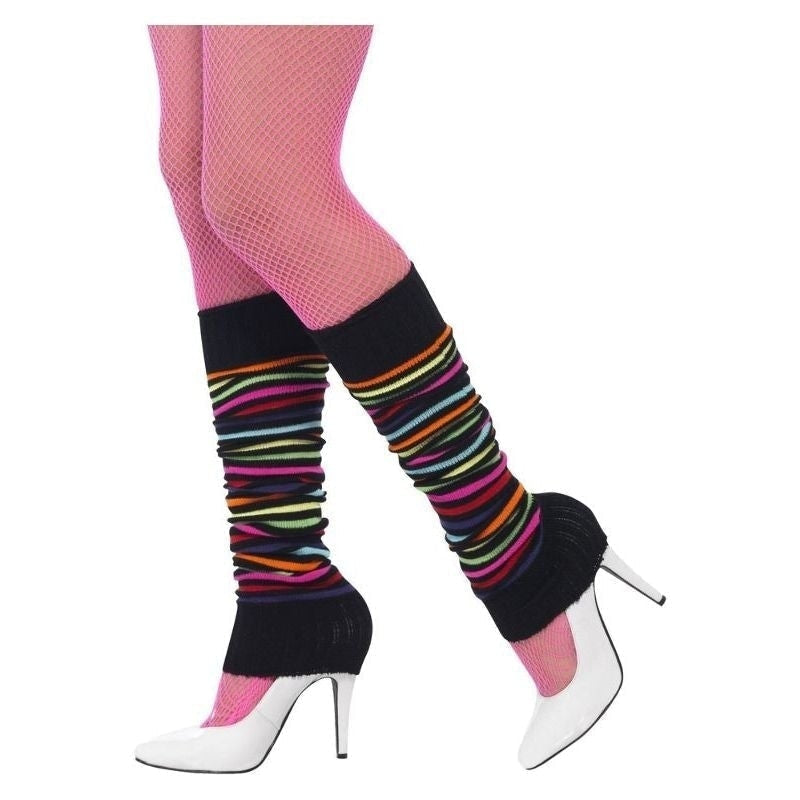 Legwarmers Black with Neon Stripes 80s Retro Costume Accessory 1
