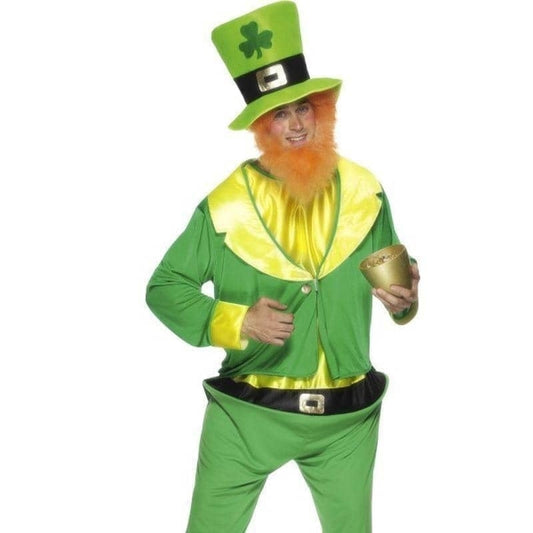 Leprechaun Costume Green Jumpsuit Jacket Hat and Ginger Beard 2