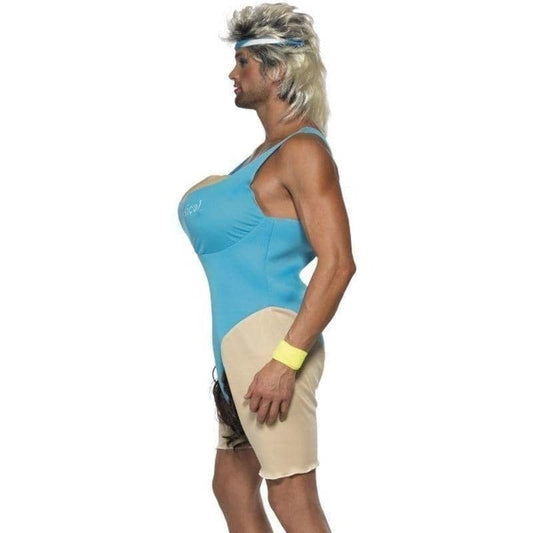 Lets Get Physical Work Out Costume Adult Blue Bodysuit Headband 2