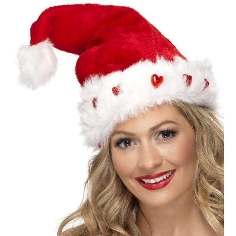 Light Up Santa Hat Adult Red 1