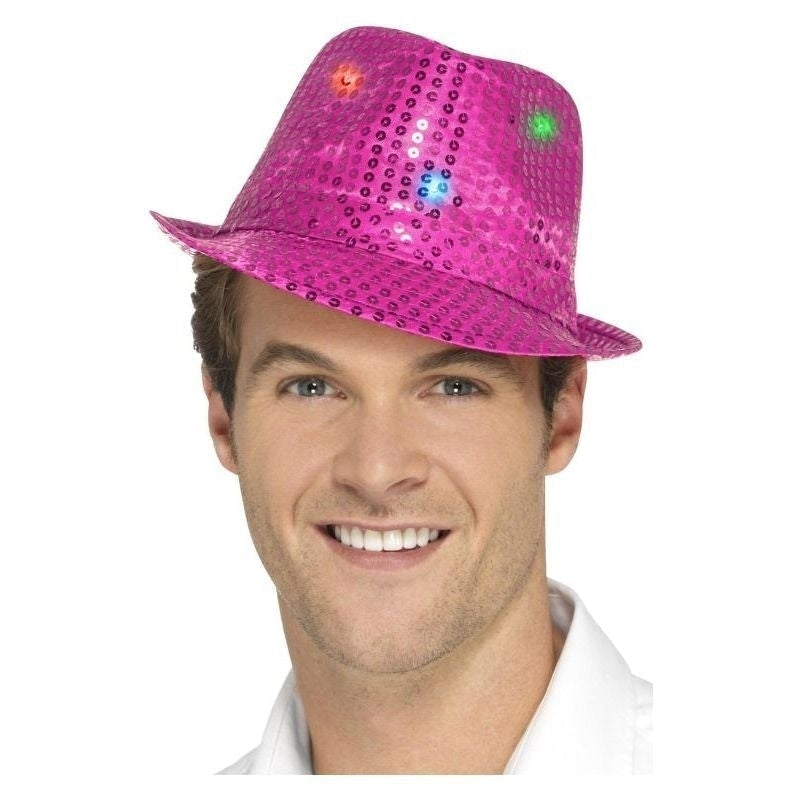 Light Up Sequin Trilby Hat Adult Pink_2 