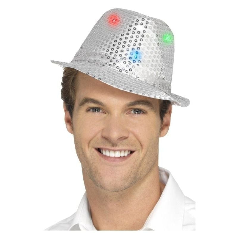 Size Chart Light Up Sequin Trilby Hat Adult Silver