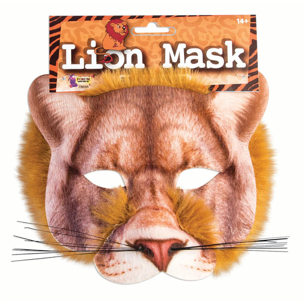 Lion Face Mask Realistic Fur Simba Costume Accessory