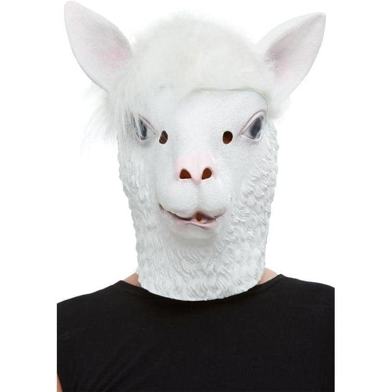 Llama Mask Adult White Overhead Latex 1