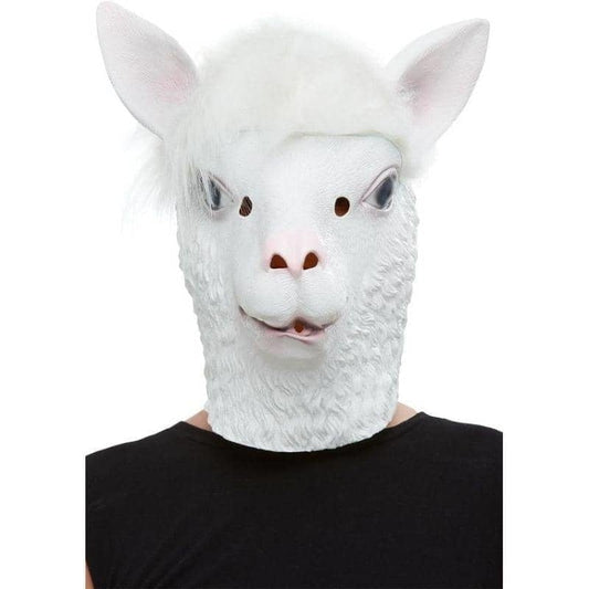 Llama Mask Adult White Overhead Latex 1