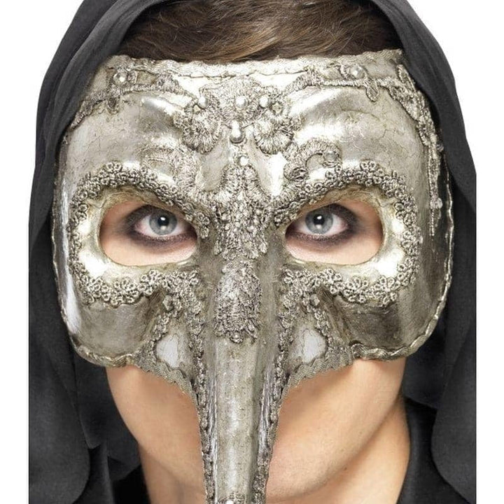 Luxury Venetian Capitano Mask Adult Silver_1 sm-27855