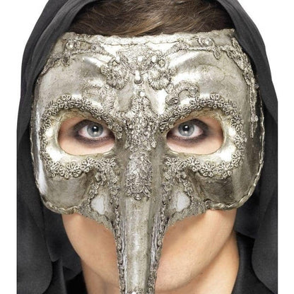 Venetian Capitano Mask Adult Silver Halloween Luxury Costume Accessory 2